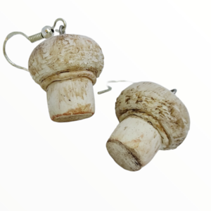 Σκουλαρίκια Λευκά μανιτάρια Ganoderma Lucidum ,χειροποίητα κοσμήματα απομίμησης μανιταριών και φαγητού απο πολυμερικό πηλό Mimitopia - πηλός, χειροποίητα, φρούτα, φαγητό - 3
