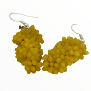 Σκουλαρίκια Πράσινα Σταφύλια (Grapes earrings) ,χειροποίητα κοσμήματα φρούτων και απομίμησης φαγητού από πολυμερικό πηλό Mimitopia - πηλός, χειροποίητα, φρούτα, φαγητό - 3
