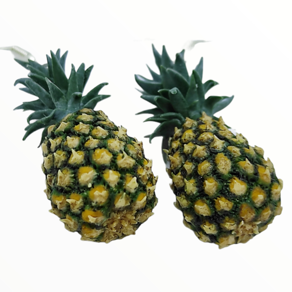 Σκουλαρίκια Ανανά (Pineapple earrings) ,χειροποίητα κοσμήματα φρούτων και απομίμησης φαγητού από πολυμερικό πηλό Mimitopia - πηλός, χειροποίητα, φρούτα, φαγητό - 5