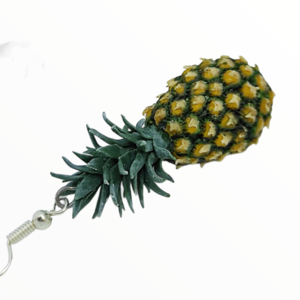 Σκουλαρίκια Ανανά (Pineapple earrings) ,χειροποίητα κοσμήματα φρούτων και απομίμησης φαγητού από πολυμερικό πηλό Mimitopia - πηλός, χειροποίητα, φρούτα, φαγητό - 2