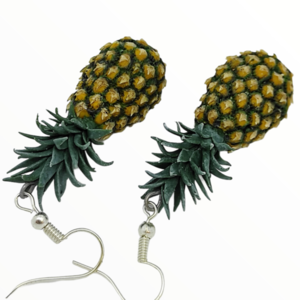 Σκουλαρίκια Ανανά (Pineapple earrings) ,χειροποίητα κοσμήματα φρούτων και απομίμησης φαγητού από πολυμερικό πηλό Mimitopia - πηλός, χειροποίητα, φρούτα, φαγητό - 4