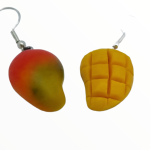 Σκουλαρίκια Μανγκο (Mango earrings) ,χειροποίητα κοσμήματα φρούτων και απομίμησης φαγητού από πολυμερικό πηλό Mimitopia - πηλός, χειροποίητα, φρούτα, φαγητό - 2