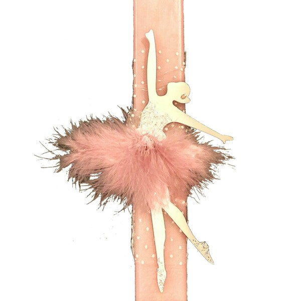 Λαμπάδα ροζ ξύλινη μπαλαρίνα διακοσμητική 30εκ - κορίτσι, λαμπάδες, μπαλαρίνες, για παιδιά, για εφήβους