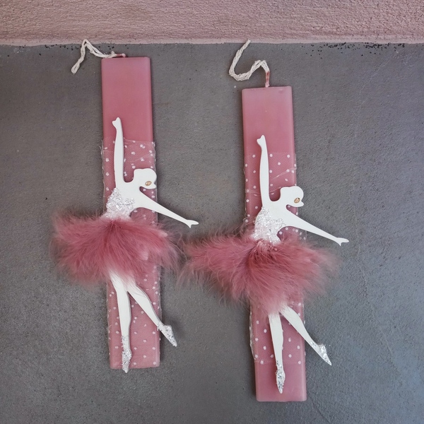 Λαμπάδα ροζ ξύλινη μπαλαρίνα διακοσμητική 30εκ - κορίτσι, λαμπάδες, μπαλαρίνες, για παιδιά, για εφήβους - 2