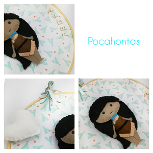 Τελάρο-Καδράκι Pocahontas - τσόχα, δώρο, τελάρα κεντήματος, προσωποποιημένα - 2