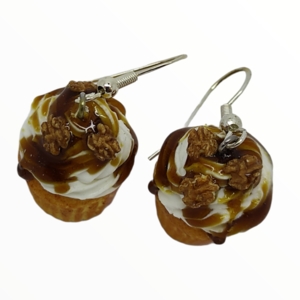 Σκουλαρίκια cupcake με μέλι και καρύδια (cupcake earrings),χειροποίητα κοσμήματα απομίμησης φαγητού απο πολυμερικό πηλό Mimitopia - πηλός, χειροποίητα, φαγητό - 4