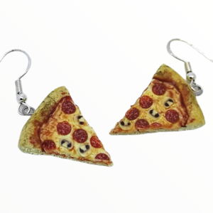 Σκουλαρίκια λαχταριστή Ιταλική πίτσα (pizza earrings),χειροποίητα κοσμήματα απομίμησης φαγητού απο πολυμερικό πηλό Mimitopia - πηλός, χειροποίητα, φαγητό - 2