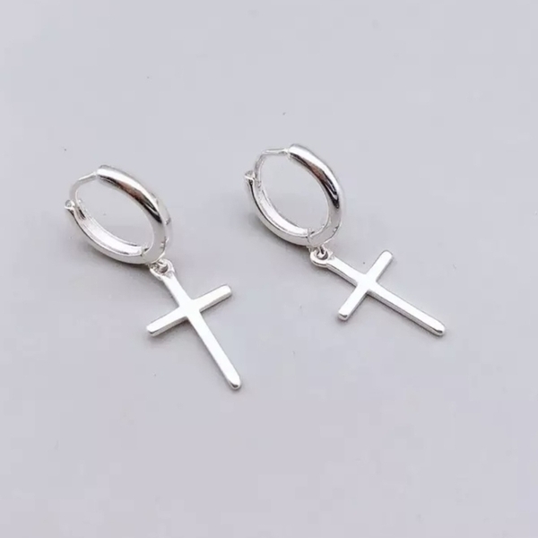 Silver cross earrings - σταυρός, κρίκοι, boho, φθηνά