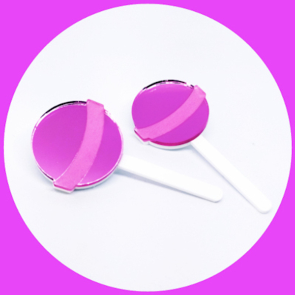 Σκουλαρίκια από Plexiglass καθρέπτης lollipop - μακριά, καρφωτά, plexi glass, ατσάλι, μεγάλα - 4