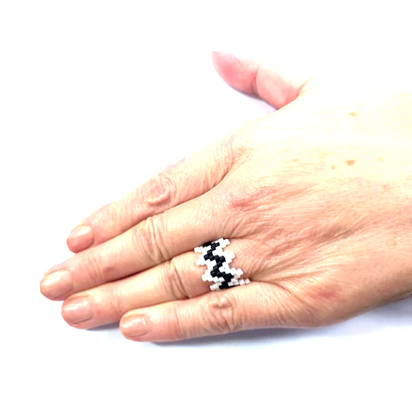 Δαχτυλίδι ζιγκ ζαγκ με χάντρες Miyuki delica - χάντρες, miyuki delica, σταθερά, μεγάλα - 2