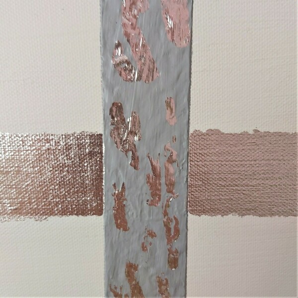 Πίνακας με ακριλικά χρώματα και μεταλλικά φύλλα ασημιού. - ζωγραφισμένα στο χέρι, πίνακες & κάδρα, ακρυλικό, χειροποίητα, πίνακες ζωγραφικής - 4