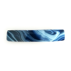 Κοκαλάκι μπαρέτα Marble Clip, Μπλε & Γκρι κατασκευασμένο από polymer clay - statement, πλαστικό, hair clips - 3