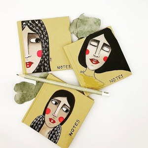 Σετ σημειωματάρια Ζoe (10cmx10cm) - ζωγραφισμένα στο χέρι, δώρα για δασκάλες, τετράδια & σημειωματάρια - 2