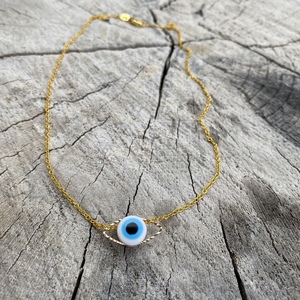 Κολιέ ασήμι 925 επιχρυσωμένο- Evil eye - charms, επιχρυσωμένα, ασήμι 925, μάτι, κοντά - 2