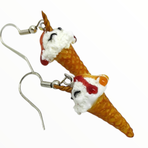 Σκουλαρίκια παγωτό Μονόκερος χωνάκι (unicorn ice cream earrings),χειροποίητα κοσμήματα απομίμησης φαγητού απο πολυμερικό πηλό Mimitopia - πηλός, χειροποίητα, μονόκερος, παγωτό, φαγητό - 4