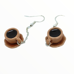 Σκουλαρίκια κόκκινες κούπες με καφέ (coffee earrings),κοσμήματα απομίμησης φαγητού,χειροποίητα κοσμήματα πολυμερικού πηλού από τη Mimitopia - γυαλί, γυναικεία, πηλός, καθημερινό - 2