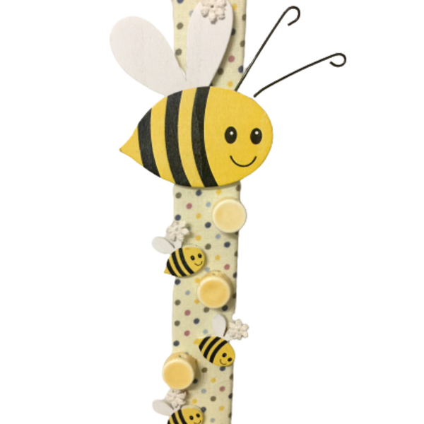 Λαμπάδα με ξύλινες μελισσούλες - λαμπάδες, για παιδιά, ζωάκια - 3