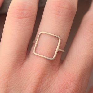 Δαχτυλίδι σύρμα τετράγωνο ασήμι 925 - σταθερά, ασήμι, γεωμετρικά σχέδια