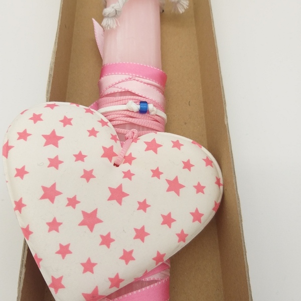 Αρωματικη λαμπαδα καρδια με αστερακια - κορίτσι, λαμπάδες, λούτρινα, για παιδιά, για μωρά - 2