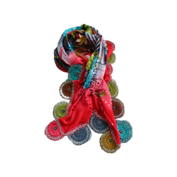 Χειροποίητο γυναικείο μαντήλι-φουλάρι Spring 89cm Χρώμα ανοιχτό κόκκινο - φουλάρια