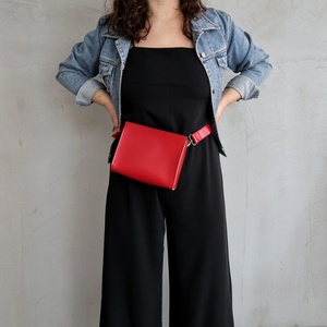 Τσαντάκι Μέσης, Κόκκινο - clutch, all day, δερματίνη, μικρές - 3