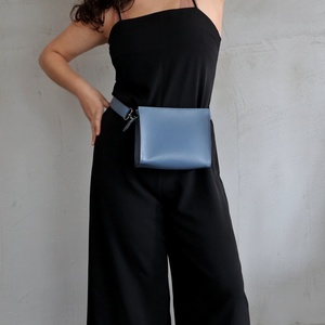 Τσαντάκι Μέσης, Γαλάζιο - clutch, all day, δερματίνη, μικρές - 4