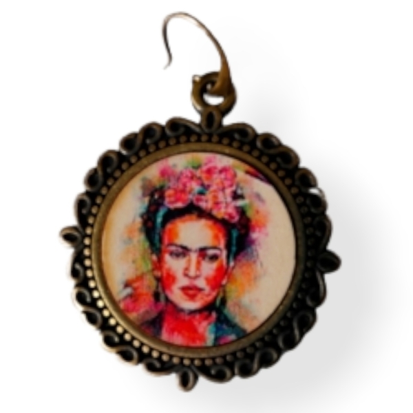 Κρεμαστά σκουλαρίκια Frida - ξύλο, boho, κρεμαστά, μεγάλα, faux bijoux - 2