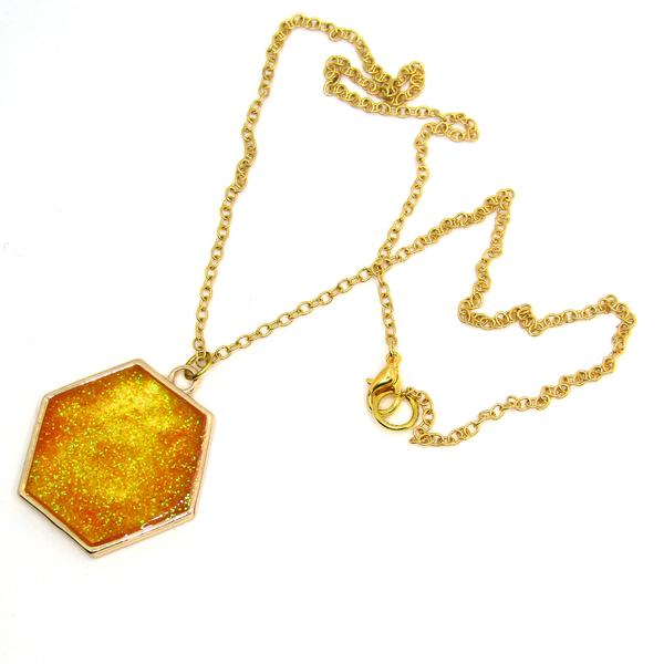 Honey Sparkle ~ κίτρινο κολιέ - γυαλί, μακριά, φθηνά, μενταγιόν - 2