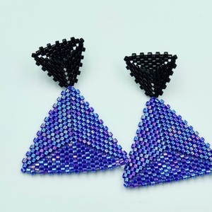 Σκουλαρίκια μαύρο μπλε πολύχρωμο με χάντρες miyuki-Αντίγραφο - χάντρες, ατσάλι, κρεμαστά - 3