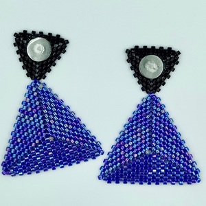 Σκουλαρίκια μαύρο μπλε πολύχρωμο με χάντρες miyuki-Αντίγραφο - χάντρες, ατσάλι, κρεμαστά - 4