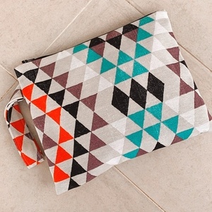 Pouch Triangles medium 27.5x22cm - ύφασμα, καλλυντικών, ταξιδίου, μικρές, φθηνές - 4