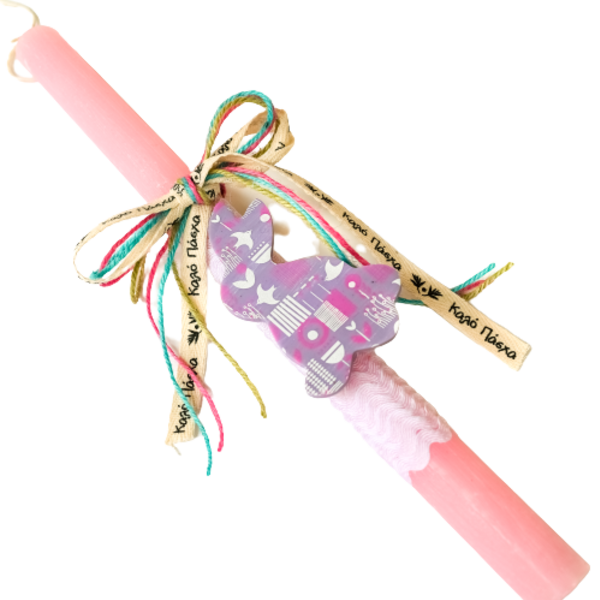 Ροζ Αρωματική Ξυστή Λαμπάδα με Λαγουδάκι 32cm - κορίτσι, λαμπάδες, για παιδιά, για εφήβους, για μωρά