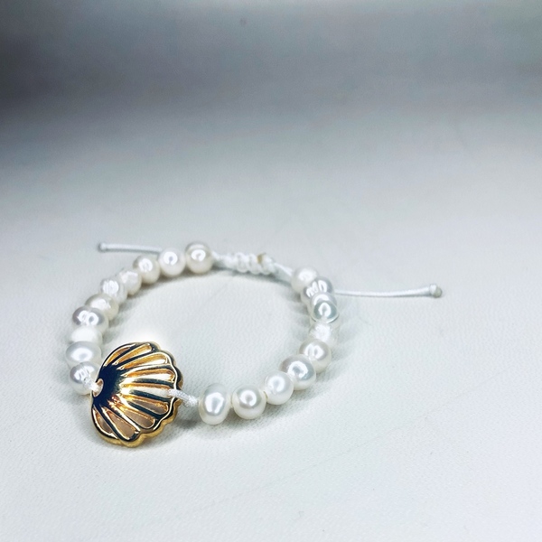 Fresh water pearls bracelet. - charms, κοχύλι, πέρλες, χεριού, αυξομειούμενα
