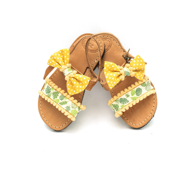 Tropical Baby Sandals - φιόγκος, πουά, pom pom, σανδάλια
