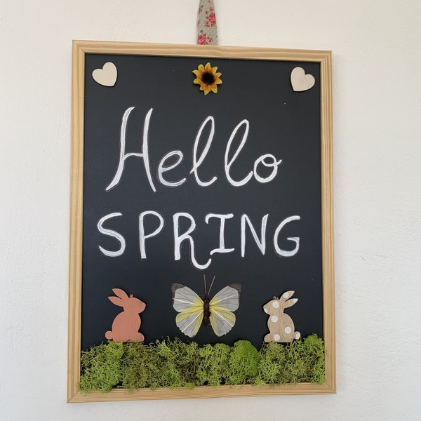 Ανοιξιάτικο καδράκι chalkboard hello spring - πίνακες & κάδρα