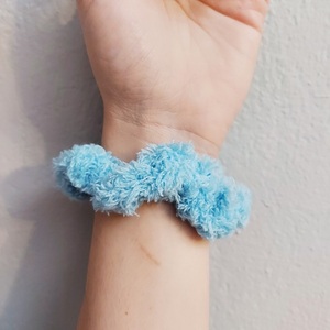 Πλεκτό scrunchie (λαστιχάκι μαλλιών) φτερωτό - βαμβάκι, λαστιχάκι, μαλλιά, για τα μαλλιά - 2