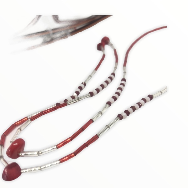 Αλυσίδα για γυαλιά κόκκινη άσπρη - αλυσίδες, γυναικεία, χάντρες - 2