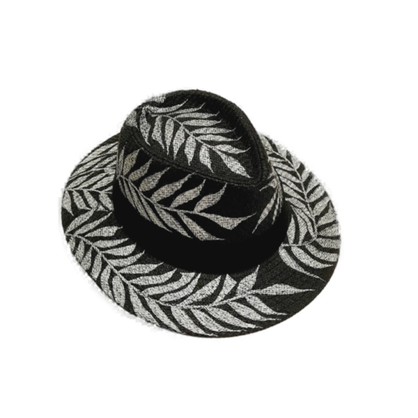 Black hat - ζωγραφισμένα στο χέρι, απαραίτητα καλοκαιρινά αξεσουάρ, ψάθινα - 2
