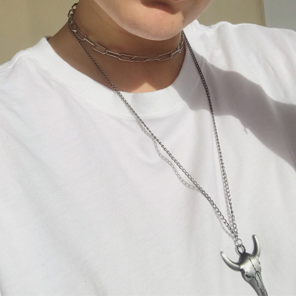 bull signature necklace - charms, μακριά, unisex - 2
