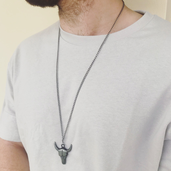 bull signature necklace - charms, μακριά, unisex - 3