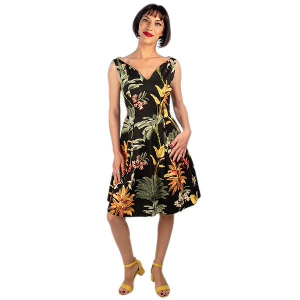 φόρεμα με λουλούδια vintage style - βαμβάκι, αμάνικο, midi, φλοράλ - 2