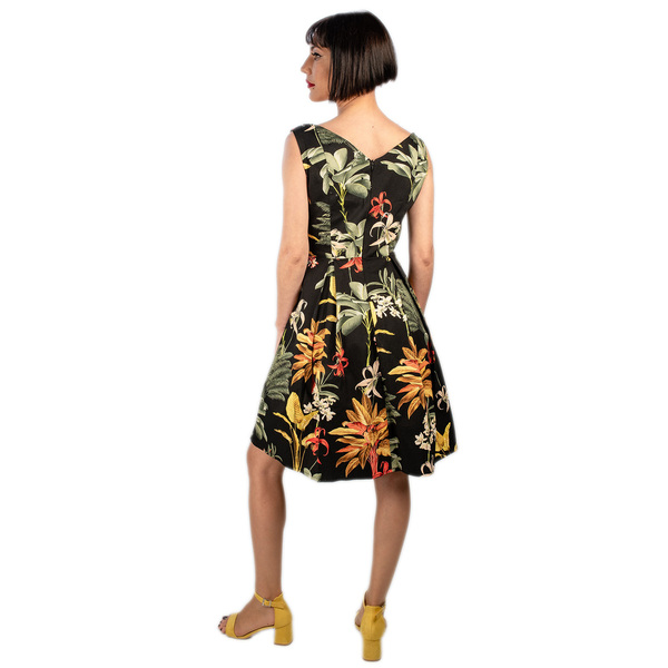 φόρεμα με λουλούδια vintage style - βαμβάκι, αμάνικο, midi, φλοράλ - 3