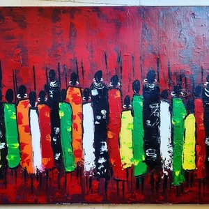 African warriors abstract. Πίνακας ζωγραφικής , καμβας τελαρωμένος σε διάσταση 70πλάτος,50ύψος - πίνακες & κάδρα, πίνακες ζωγραφικής - 2