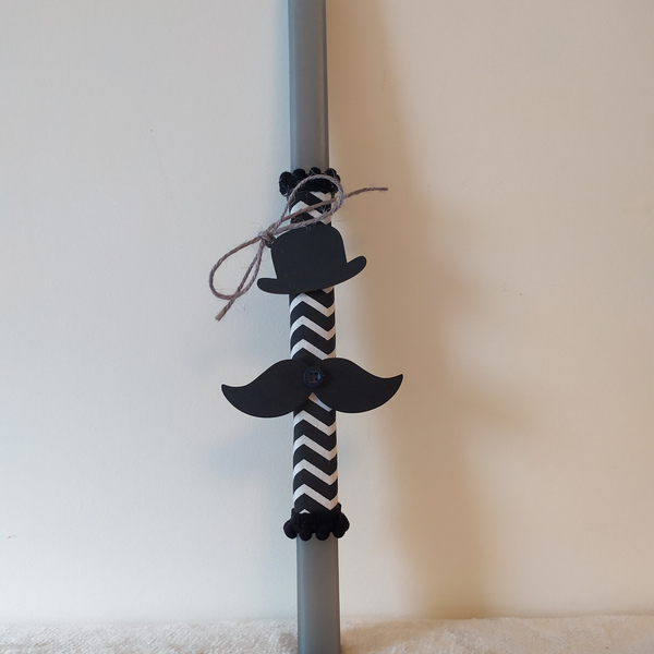 Αρωματική Λαμπάδα Μουστάκι & Καπέλο 33 cm - αγόρι, λαμπάδες, για παιδιά, για ενήλικες, για εφήβους - 2