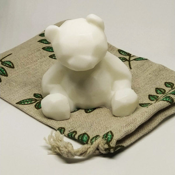 "Geometric Bear" Αρωματικό σαπούνι με άρωμα Amethyst σε οικολογικό πουγκάκι - αμέθυστος, αρκουδάκι, χεριού, προσώπου - 4