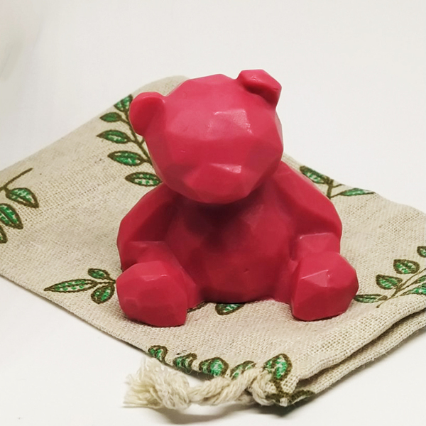 "Geometric Bear" Αρωματικό σαπούνι με άρωμα Amethyst σε οικολογικό πουγκάκι - αμέθυστος, αρκουδάκι, χεριού, προσώπου - 5