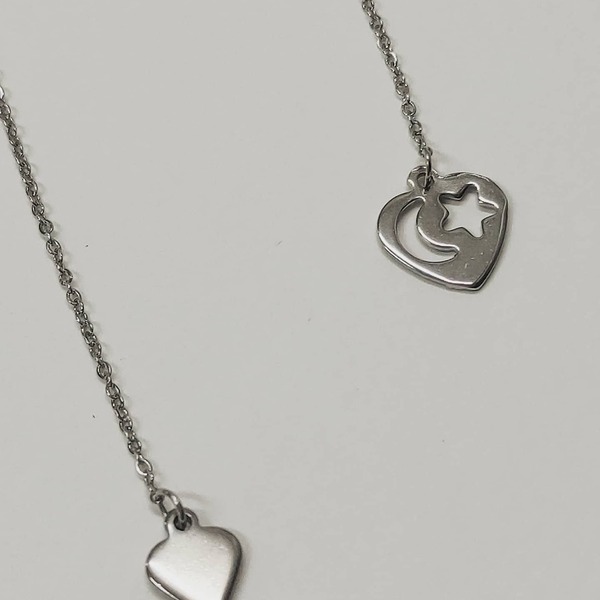 Σκουλαρίκια αλυσίδα από ασήμι 925 - ασήμι, καρδιά, σταυρός, μακριά, κρεμαστά - 2