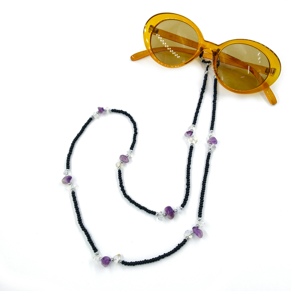 Αλυσίδα γυαλιών με γυάλινες χάντρες & ημιπολύτιμες πέτρες. - αλυσίδες, κορδόνια γυαλιών - 3