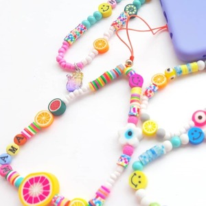 Πολύχρωμο λουράκι για το κινητό "σαγκουίνι". Colourful bead strap. - κρεμαστά, candy, λουράκια, φθηνά - 4