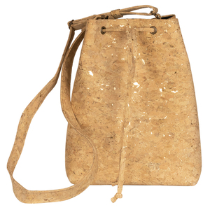 Τσάντα Πουγκί Φελλός "Goldilocks Bucket Bag" - γυναικεία, τσάντα, μοναδικό, μοντέρνο, ιδιαίτερο, χειροποίητα, φελλός, βαμβάκι, minimal, all day, χιαστί, πουγκί, μεγάλες